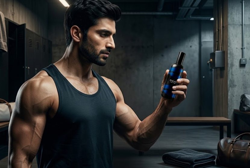 Pakistani athlete choosing perfume fragrance