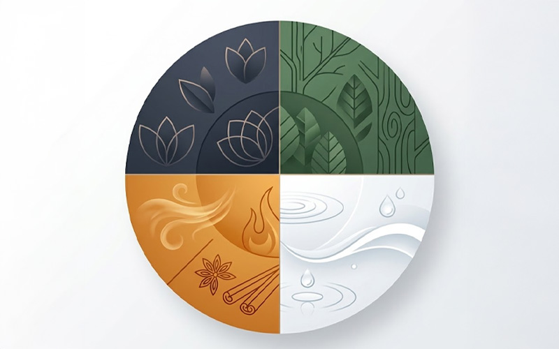 Fragrance families chart fresh woody oriental floral