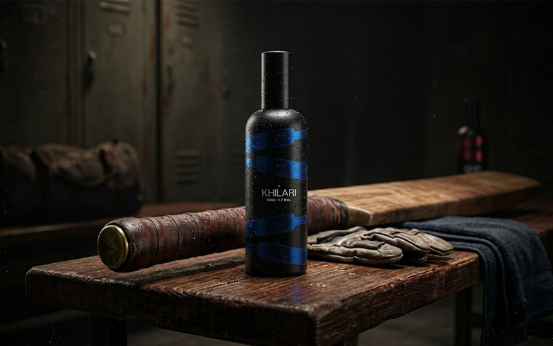 Scentury perfume bottle with sports equipment cricket bat